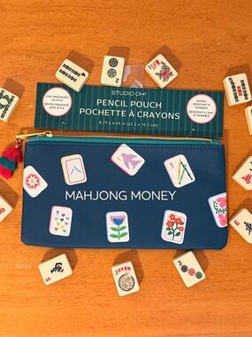 Studio Oh! “Mahjong Money” Pencil Pouch — NWT 🀄️🌸💰